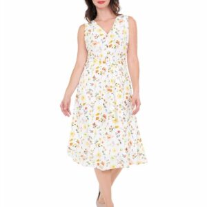 White-floral-Midi-Dress